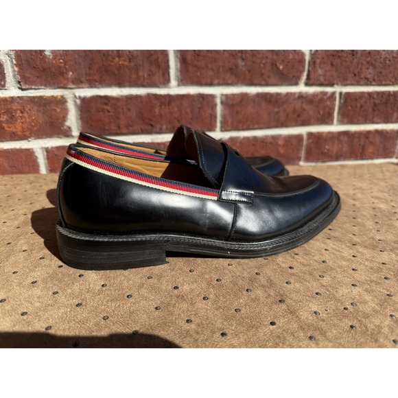 Gucci Black Leather Dress Shoes Red‎ Blue Stripe Size 40 - Picture 3 of 7
